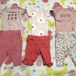 Pink and Red Preemie Onedie And Pants Set